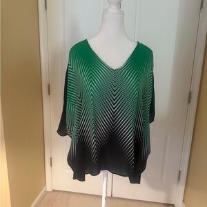 Worthington beautiful designed Green and Black Chevron Blouse